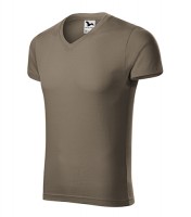 Triko Slim Fit V - Neck army