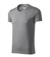 Triko Slim Fit V - Neck tm. šedý melír